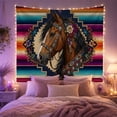 thumbnail image 2 of Side Profile Portrait With Brown Horse'S Head Neck, Mystical Fantasy for Space Lovers, Galaxy Room Decor, Mother's Day Gift, Tapestry Wall Hanging for Bedroom and Dorm, 2 of 7