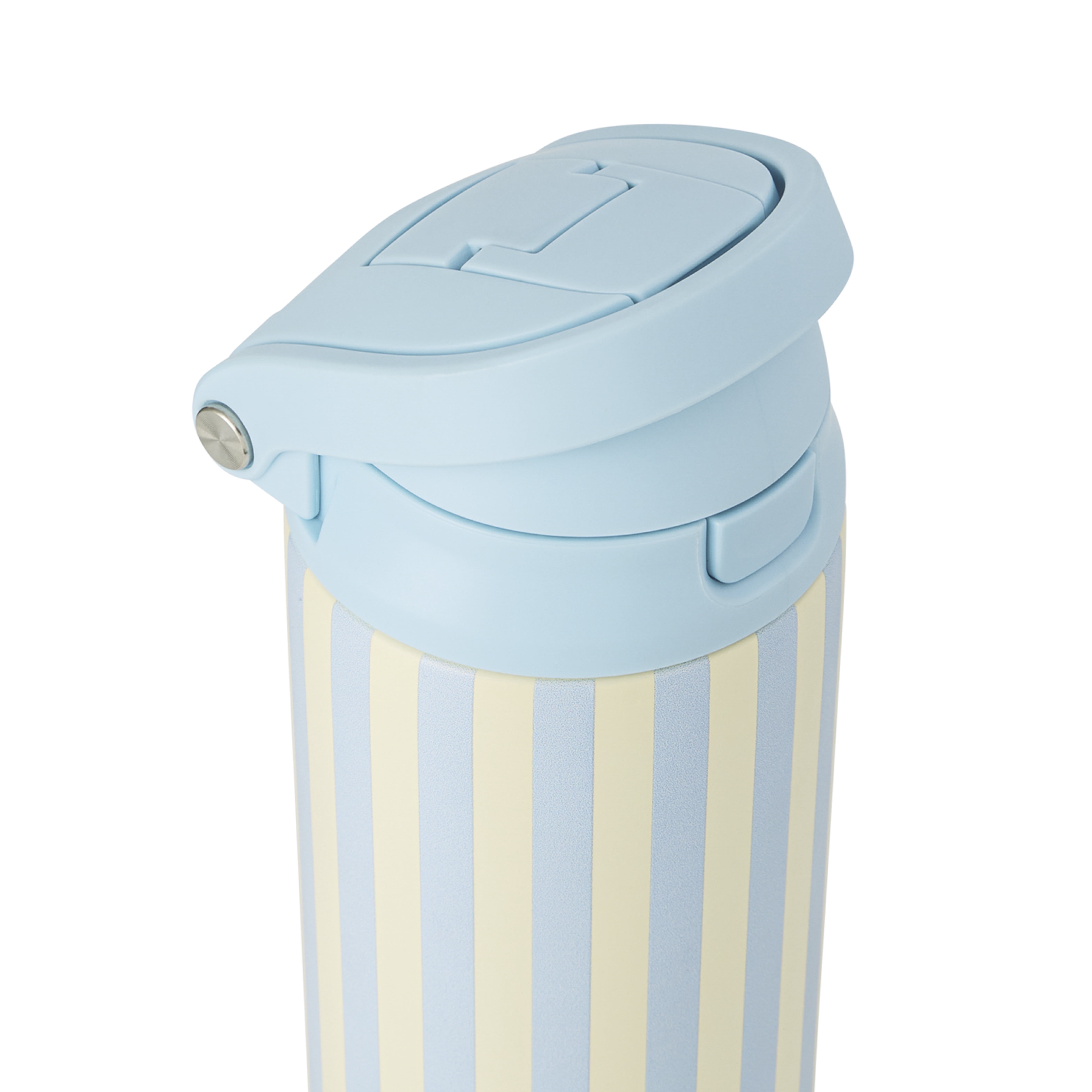 TAL 24oz Stainless Steel 2-in-1 Straw and Chug Water Bottle with Push Lid, Light Blue Stripes