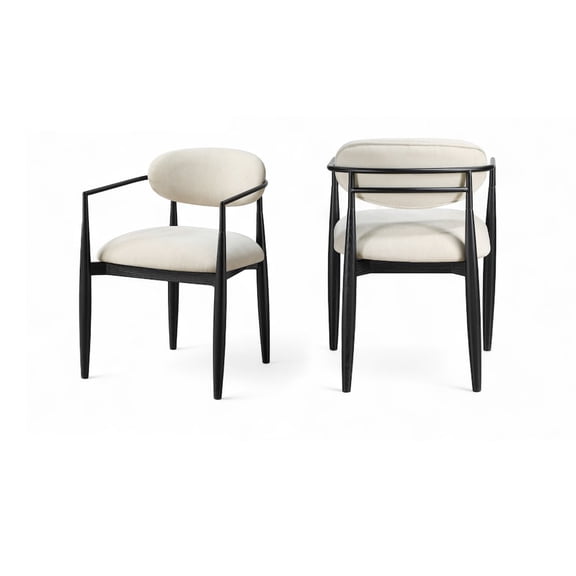 Meridian Furniture Riccio Beige Performance Fabric Upholstered Dining Arm Chair, Set of 2