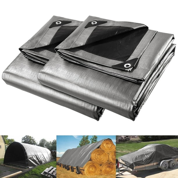 2 Pack 10x12 Ft Waterproof Poly Tarp Heavy Duty Haystack Cover