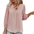 thumbnail image 1 of Blusas de chifón de manga larga con cuello en V de color sólido de verano informal a la moda para mujer Fridja  czfsfas4322, 1 of 8