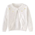 thumbnail image 4 of hengsof Toddler Girls Short Sleeve Bolero Cardigan Sweaters Kids Knit Button Lettuce Trim Shrug Cropped Cute Sweater, 4 of 8
