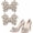 Beige with Black Dots, variant on 2 Pieces Satin Bow Shoe Clips, Detachable Big Shoe Charms Bow, Decorative Bow Shoe Buckle Decoration Accessories for Women High Heels Dress wedding