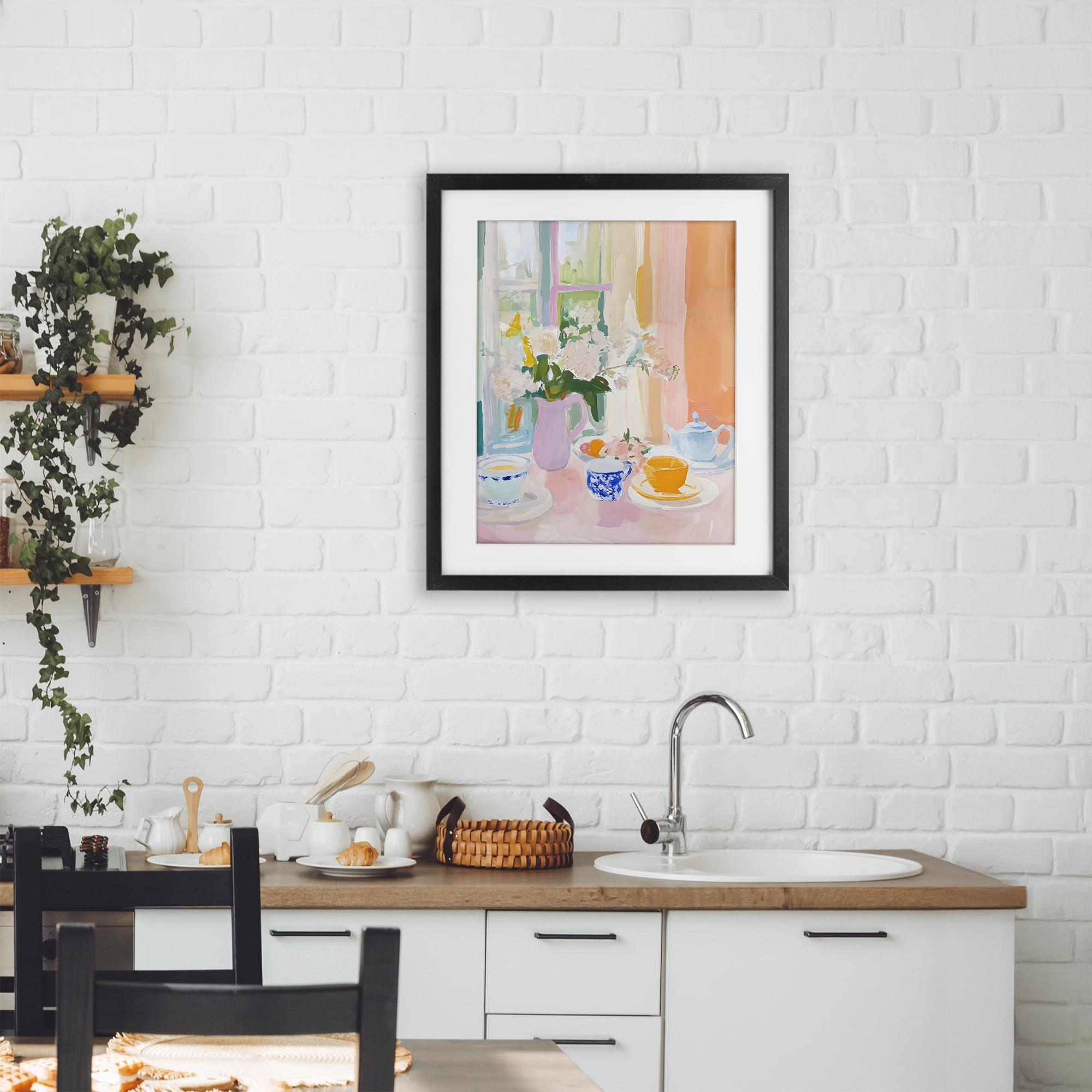 Stupell Industries Breakfast Still Life Abstraction Black Framed Print Under Glass, design by The Prints Vibe