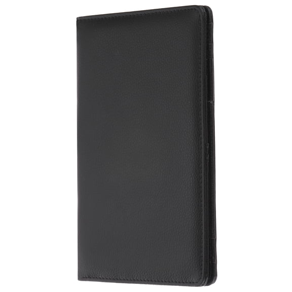 Uxcell 8" x 5" Leather Server Book Organizer with Zipper Pocket, Black