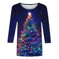 thumbnail image 4 of asdoklhq Christmas Pullover Sweaters for Women Fashion Women's Christmas Printed Blouses Three-Quarter Sleeve T-Shirt Round-Neck Top Black 5X, 4 of 6