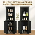 thumbnail image 6 of Lacoo 62'' Tall Corner Cabinet with 3 Shelves and 2 Doors, Corner Storage Cabinet Shelving Storage with Adjustable Shelves for Kitchen Living Room Bathroom, Black, 6 of 7