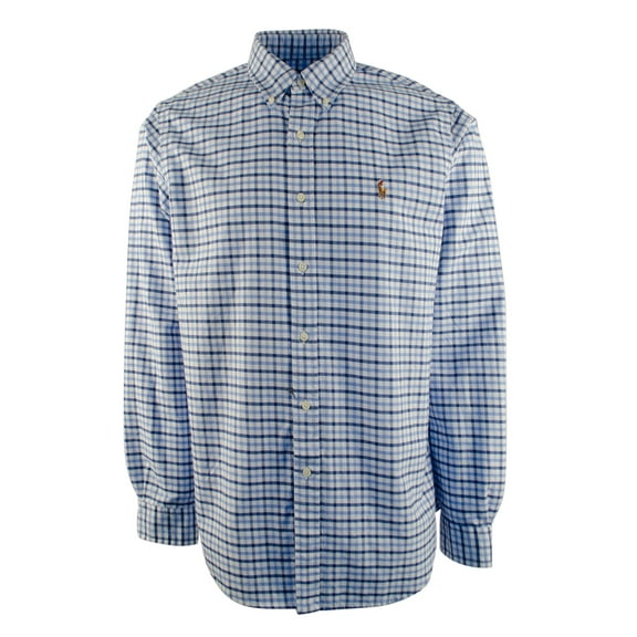 Men's Classic Fit Tattersall Oxford Button Down Shirt-SB-XS