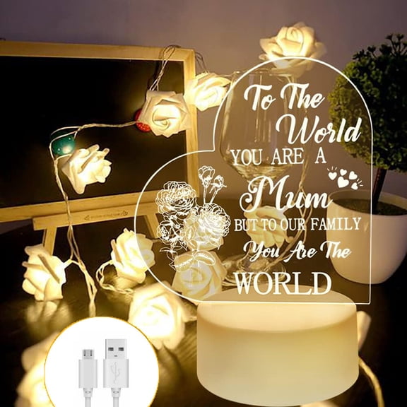 SJPACK Gifts for Mom Mothers Day Birthday Valentines from Daughter Son Mother's Day Gift Heart Night Light Lamp