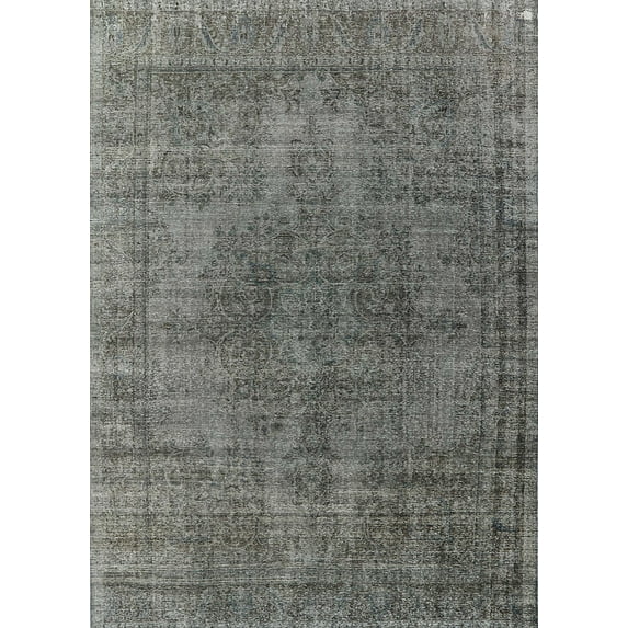 Ahgly Company Machine Washable Indoor Rectangle Industrial Modern Gunmetal Gray Area Rugs, 8' x 12'