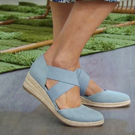 

Wedge Sandals for Women Gnobogi Summer Womens Slope Hemp Rope Platform Casual Sandals Elastic Wedges Sandals