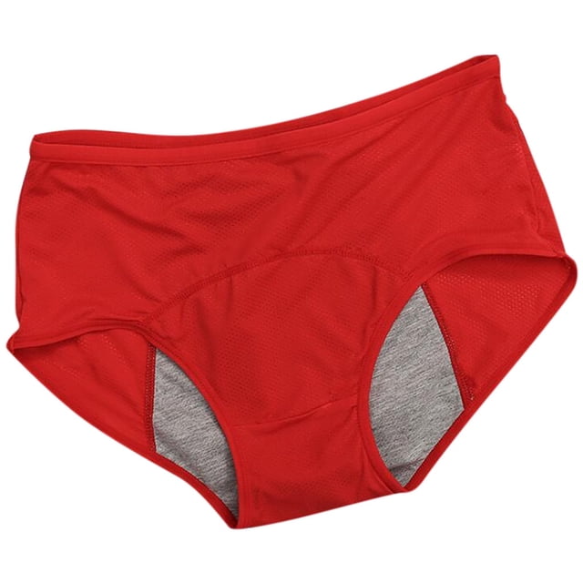 Ropa interior menstrual Prolriy para mujer, bragas a prueba de fugas, ropa interior femenina, pantalones de cintura fisiológica, ropa interior de algodón para mujer, ropa interior femenina roja XL