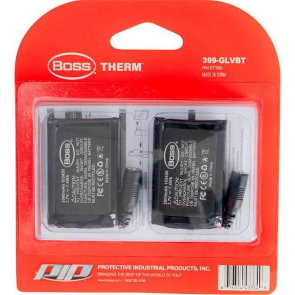 PIP Industries B3159409 Boss Replacement Batteries for Heated Liner Gloves, Black - Pack of 2