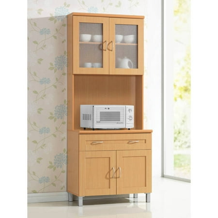 Hodedah Tall Free Standing Kitchen Cabinet Beech Walmart Com