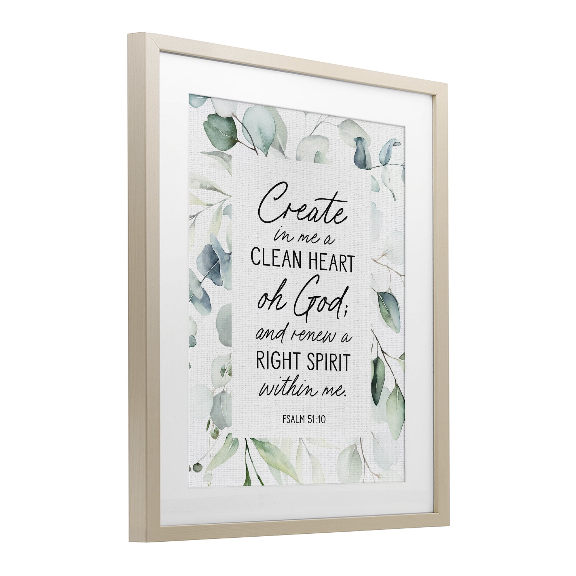 Clean Heart & Right Spirit Birch Framed Print Under Glass, design by Lettered and Lined