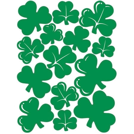 Patricks Day Picks - St Patricks Day Green Shamrocks Peel 'N Place Party Wall Clings 12-17