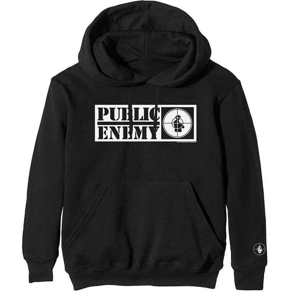 Public Enemy Unisex Pullover Hoodie Sweatshirt Crosshairs Logo (Sleeve Print) (Small)