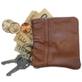 thumbnail image 4 of SILVERFEVER Leather Coin Purse Change Holder Squeeze Spring Closure Pouch w Key Ring, 3.5" by 3.5" - Great Gift for Men Women, 4 of 4