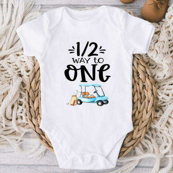 Half Way To One Baby Bodysuit, 6 Months Birthday, Baby Boy 1/2 Birthday Golf Bodysuit, 6 Month Old Boy, Half Birthday Cute Baby Onesie, BABY BODYSUIT LAT 4424