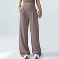 thumbnail image 4 of Abomasnow Women's Dressy Pants High Waisted Straight Leg Pleated Pants Work Office Casual Soft Yoga Workout Pants with Pockets, 4 of 7
