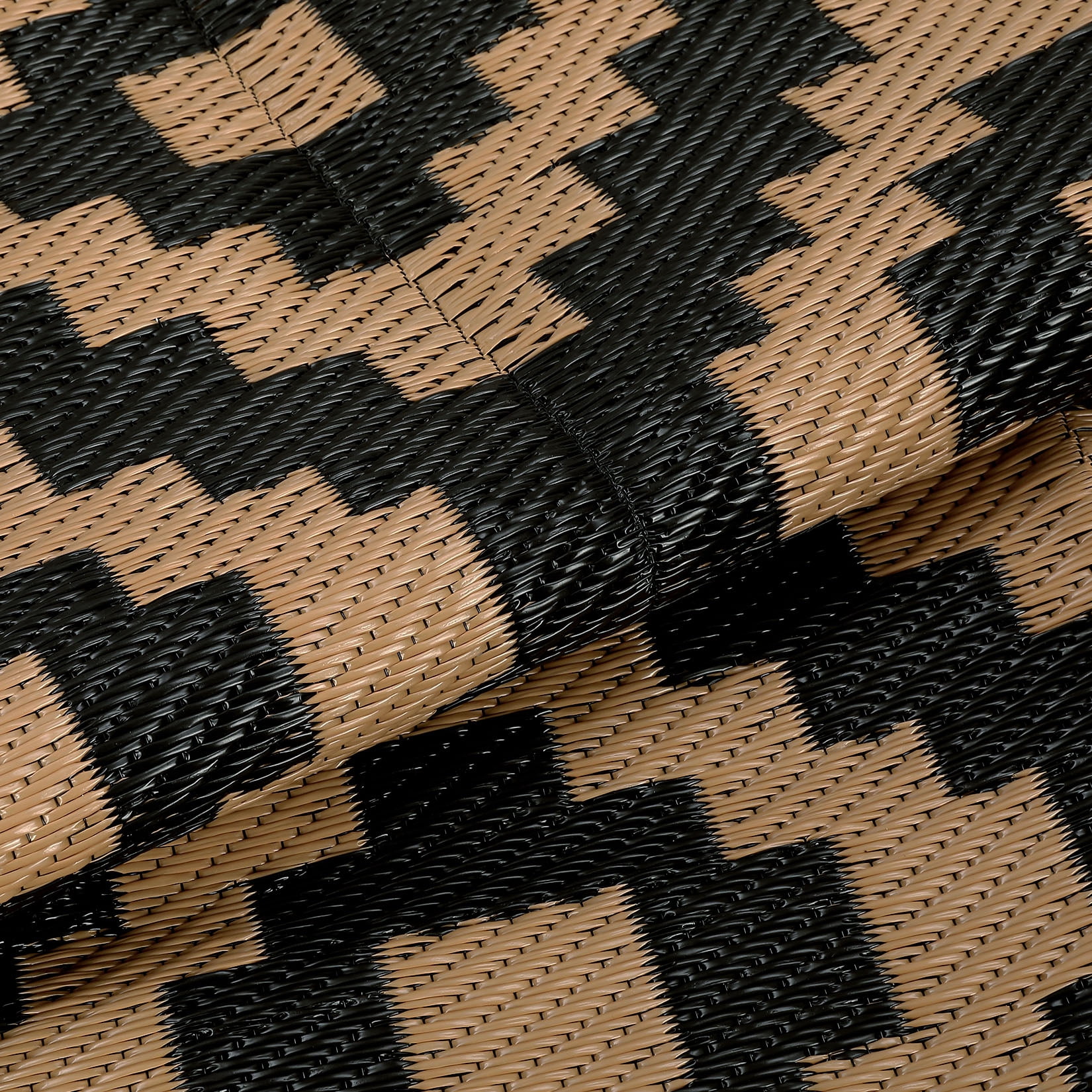 GlowSol Outdoor Rug 9'x12' Waterproof Patio Rug Reversible Outdoor Geometric Carpet Plastic Straw Rug for Patios Balcony Beach Deck Camping Porch RV, Black Brown