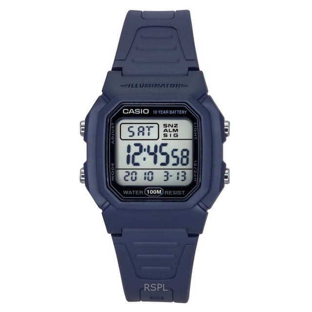Casio Digital Resin Strap Light Blue Quartz W-800H-2AV 100M Men's Watch