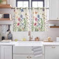 thumbnail image 2 of Spring Floral Kitchen Curtains Window Panels, Pink Blue Flowers Butterfly Farmhouse Insulated Window Treatment Curtain, Grommet Curtains for Bedroom/Living Room/Bathroom, 2 Piece 42"Wx54"L, 2 of 8