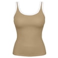 thumbnail image 4 of Favoffer Women's Solid Color Ribbed Tunic Crew Neck Sleeveless Tank Top With Removable Bra Pads Seamless Slim Fit Daily Lounge Indoor Undergarment Outfit, 4 of 6