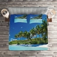 thumbnail image 2 of Ambesonne Sea Quilted Coverlet 3 Pcs, Relax Beach Resort Spa, King Size, Turquoise Blue Green, 2 of 2
