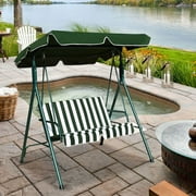 Costway Loveseat Patio Canopy Swing Glider Hammock Cushioned Steel Frame Outdoor Green