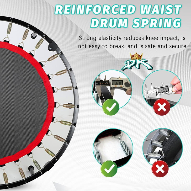 Jacgood 40" Foldable Rebounder Trampoline for Adults, 660 LBS Max Load Heavy Duty Fitness Trampoline with Adjustable Foam Handle, Mini Exercise Bounce Trainer for Home Gym, Indoor Outdoor Workout Equ