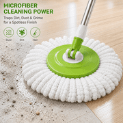 Spin Mop and Bucket Set with Wringer, 360° Self-Wringing Floor Cleaning System, Microfiber Mop Head, Hands-Free Cleaning for Tile, Hardwood & Home Floors
