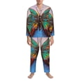 thumbnail image 3 of Naloa Oil Painting Beautiful Butterfly Men’s Pajamas Set - Long Sleeve Button Down Sleep Shirt and Pajama Bottoms Sleepwear Set-Medium, 3 of 7