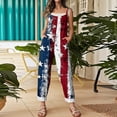 thumbnail image 4 of JULMCOMO 4th of July Jumpsuits for Women American Flag Plus Size Cotton Linen Sleeveless 250th Year Rompers American Stars Adjustable Straps 1776 Pants Navy 4XL, 4 of 4