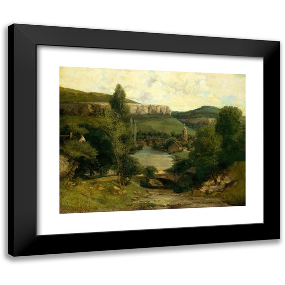 Gustave Courbet 14x12 Black Modern Framed Museum Art Print Titled - View of Ornans (Mid-1850S)