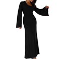 thumbnail image 1 of Vestido con cordones Otoño Largo Estilo casual Mujer Traje de vacaciones simple Kuymtek Negro T S para Mujer, 1 of 6