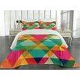 thumbnail image 2 of Ambesonne Colorful Quilted Coverlet 3 Pcs, Retro Colors Graphic Art, King Size, Multicolor, 2 of 4