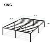 Best Price Mattress 14\ Metal Platform Bed Frame, Heavy-Duty Steel Slats, Black, King
