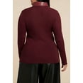 thumbnail image 2 of ELOQUII Women's Plus Size Faux Leather Detail Sweater, 2 of 3