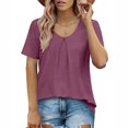 thumbnail image 3 of Otvok Summer Tops for Women Solid Casual Trendy Short Sleeve T Shirts Scoop Neck Tee Shirts, 3 of 6