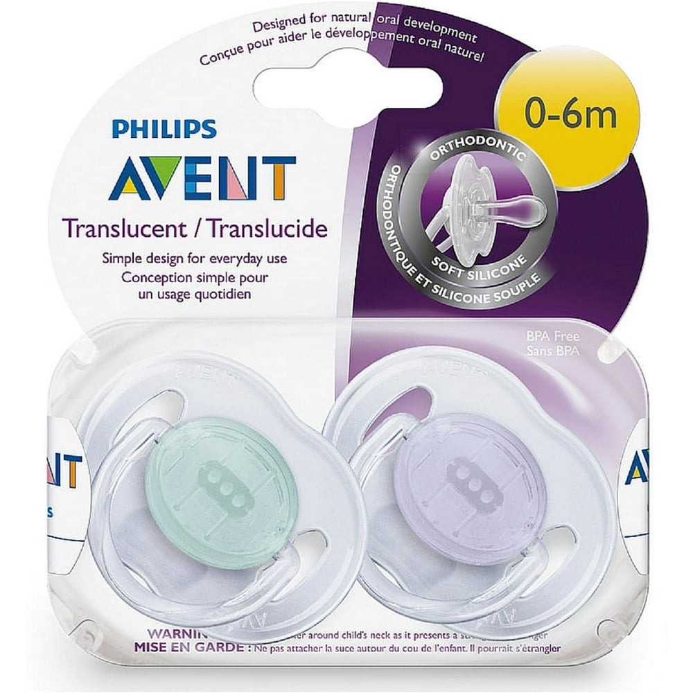 Philips Avent Orthodontic Translucent Pacifier, 0-6 Months [colors vary
