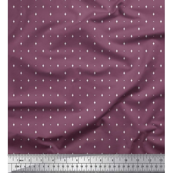 Soimoi Silk Fabric Diamond Small Printed Craft Fabric by The Yard 42 Inch Wide