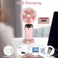 thumbnail image 5 of Mini ventilador portátil recargable USB, ventilador de bolsillo pequeño de 5 velocidades con base, ventilador de escritorio plegable para oficina, al aire libre Feliz Sencillez, 5 of 5