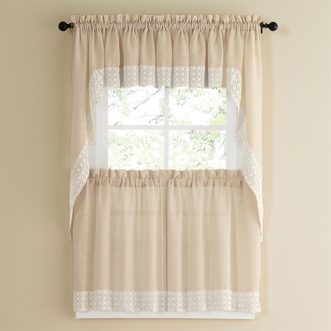 Salem Kitchen Curtain 36" Tiers Swags & Valance Set French Vanilla w