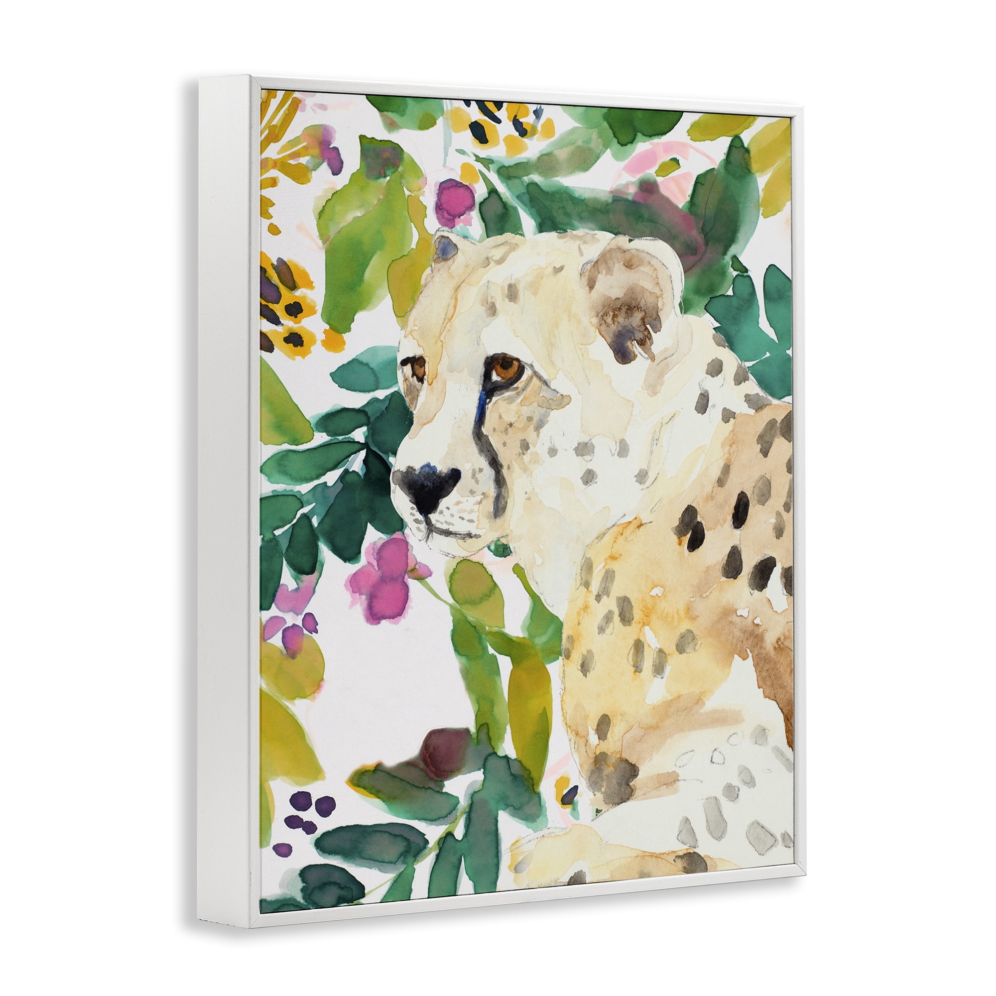 Stupell Industries Garden Plants Leopard White Framed Giclee Art, design by Lanie Loreth