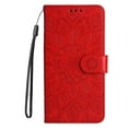 thumbnail image 2 of SaniMore for Samsung Galaxy A54 5G Wallet Case, Shockproof PU Leather Stand Cover with Card Slot Flip Kickstand Embossed Flower Magnetic Clasp Wrist Strap for Samsung A54 5G, Red, 2 of 9