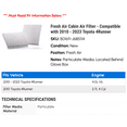 thumbnail image 2 of Fresh Air Cabin Air Filter - Compatible with 2010 - 2023 Toyota 4Runner 2011 2012 2013 2014 2015 2016 2017 2018 2019 2020 2021 2022, 2 of 2