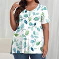 thumbnail image 2 of Pisexur Hauts pour Femmes, Hauts d'Été pour Femmes, Hauts Grande Taille pour Femmes, Hauts pour Dames Mode Été Sexy Imprimé Manches Courtes Col Rond Multicolore, 2TG, 2 of 7