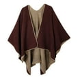 thumbnail image 3 of Poncho De Cárdigan De Lana Chaqueta De Punto Suéter Chal Cálido Regalo De Navidad Para Mujer Señora marrón Baoblaze Shawl Wrap for Women, 3 of 4