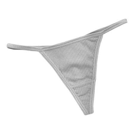 Women Sexy Thong Briefs Threaded Thin Strap Low Waist T Back Underpants Comfortable Soft Underwear Butt Lifting Fitness Lingerie -Gray L